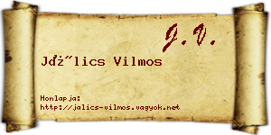 Jálics Vilmos névjegykártya